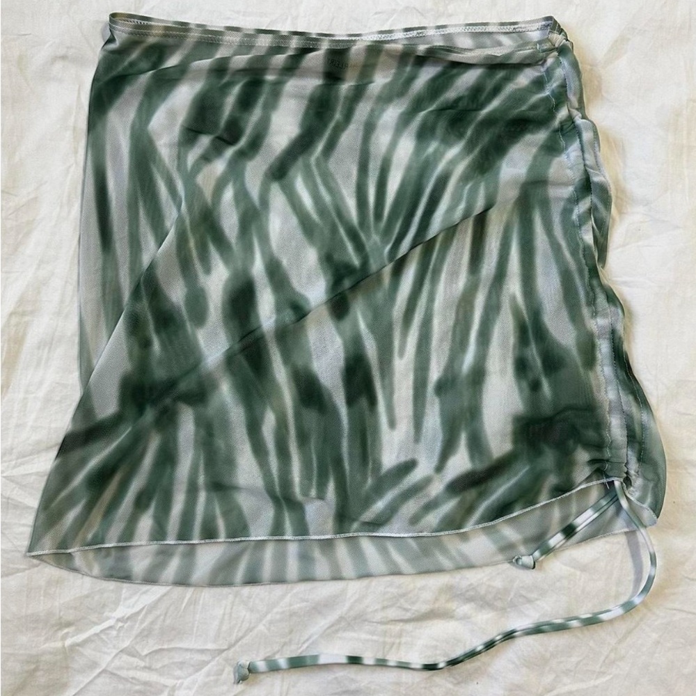 Women’s Green Boho Mesh Swim Cover-Up Skirt